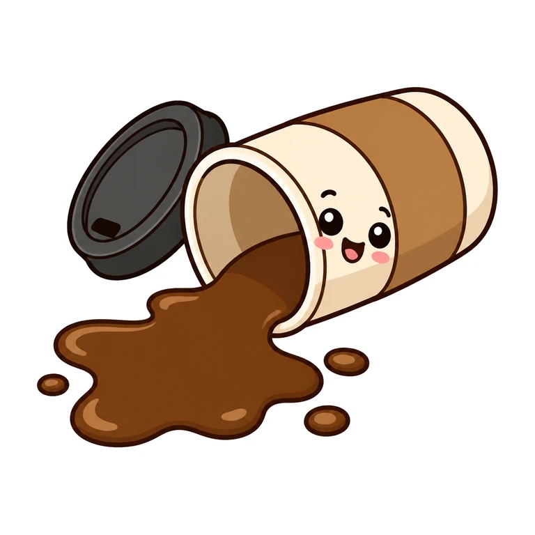 Coffee spill off camera