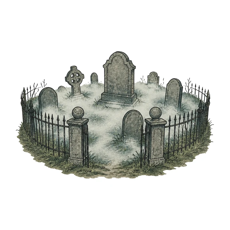 Foggy graveyard