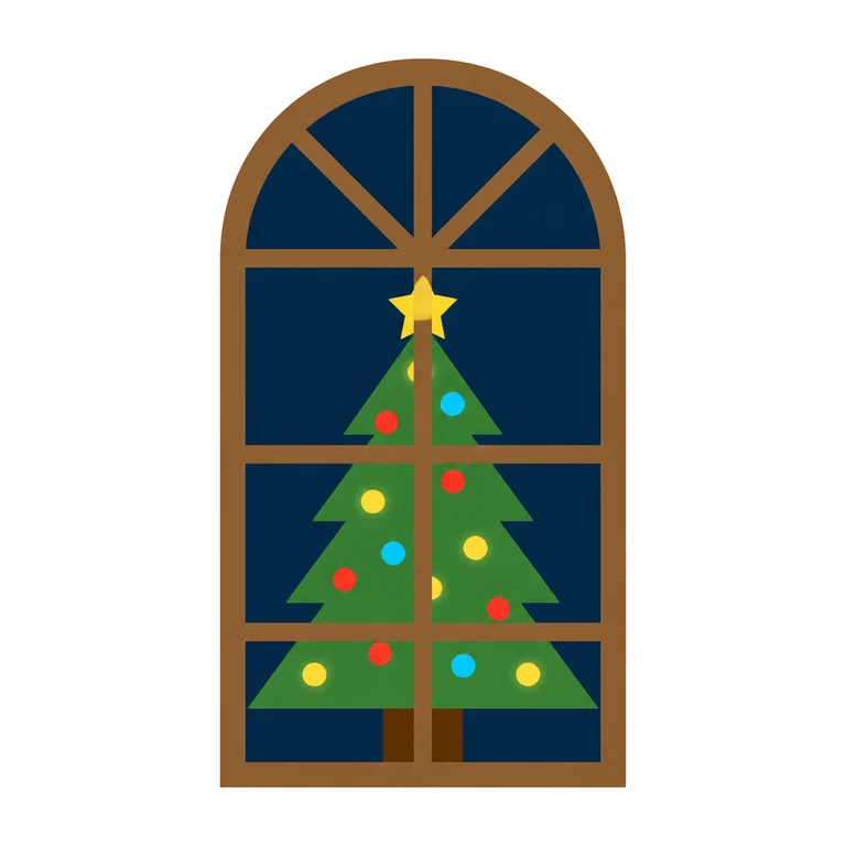 Lit Christmas tree in window
