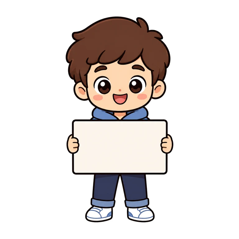 Friend holding a sign