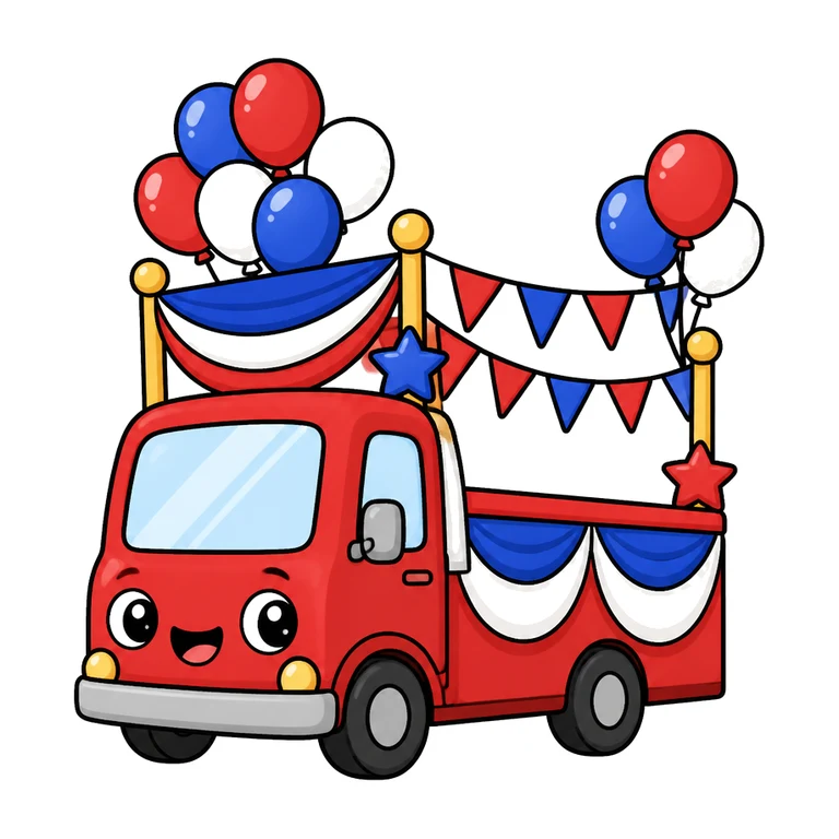 Festive small-town parade
