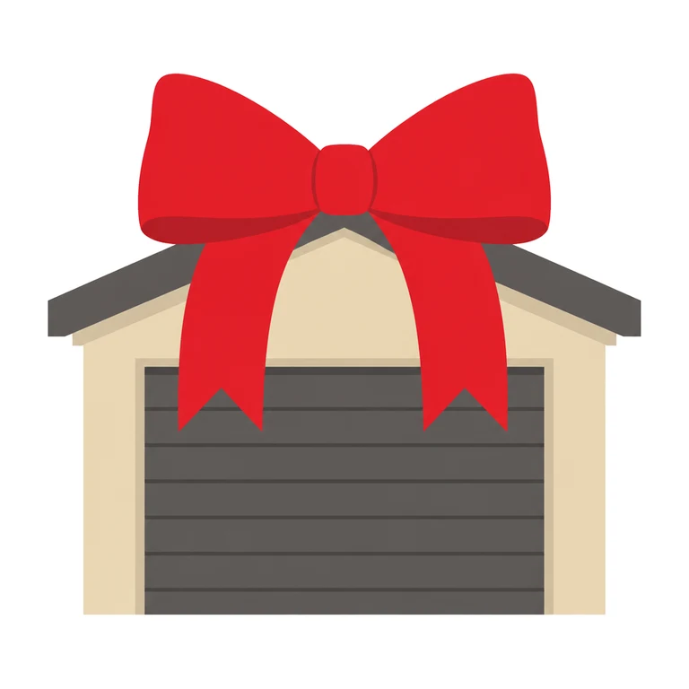 Giant bow on garage