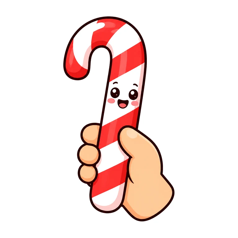 Candy cane in hand