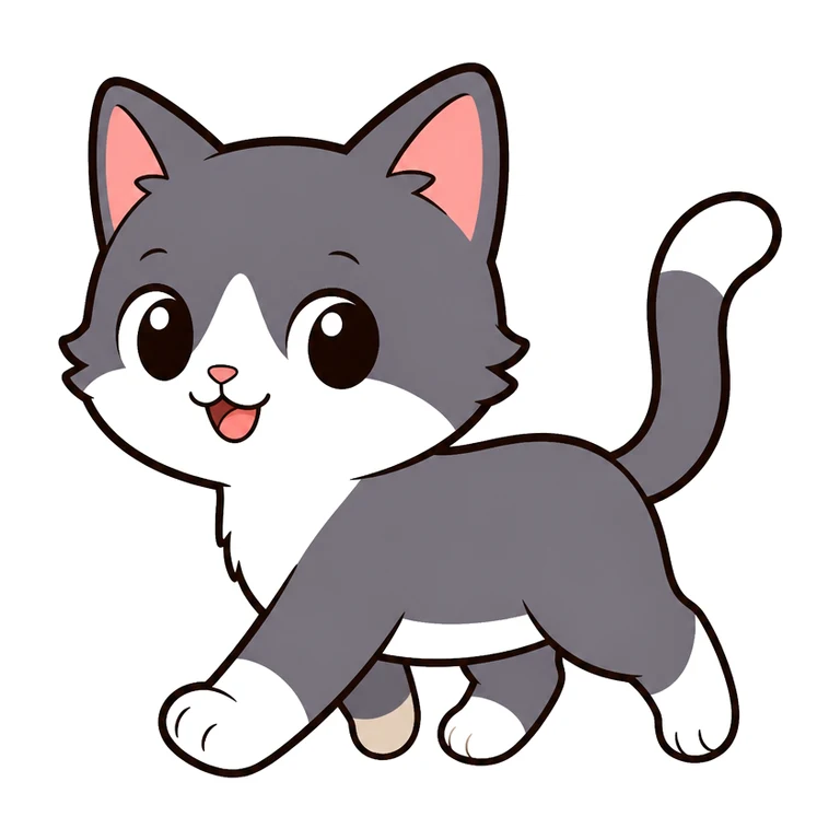 Cat walks across screen