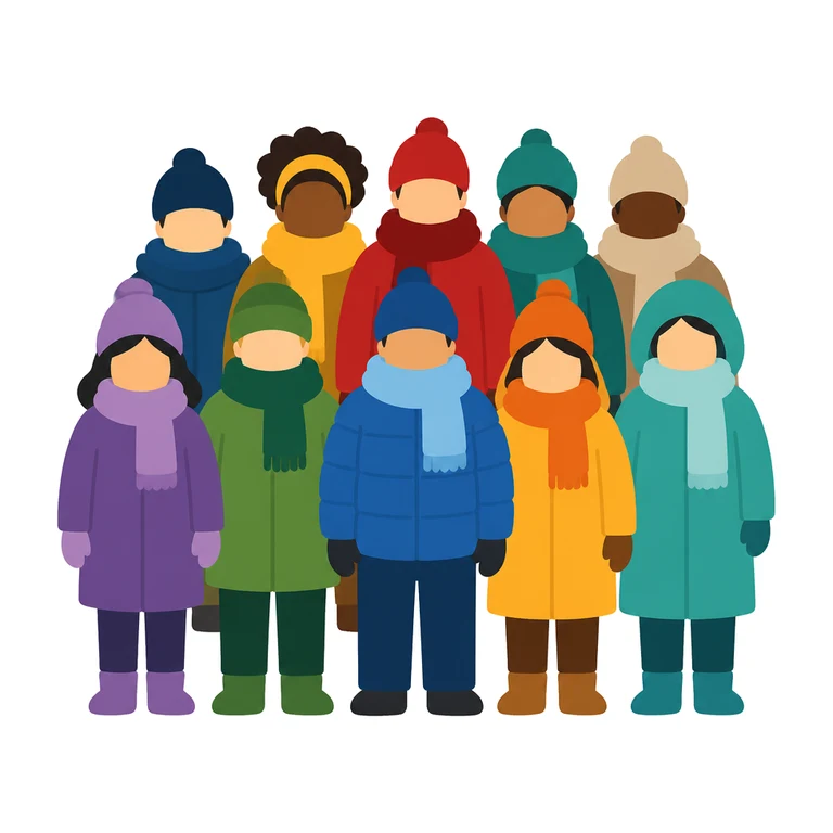 Bundled-up crowd