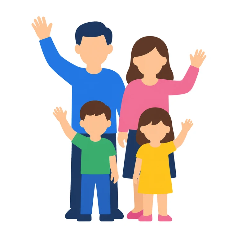 Family waving