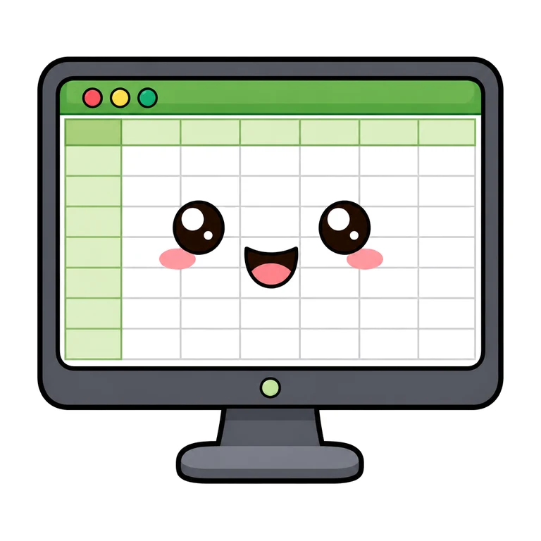 Spreadsheet on screen