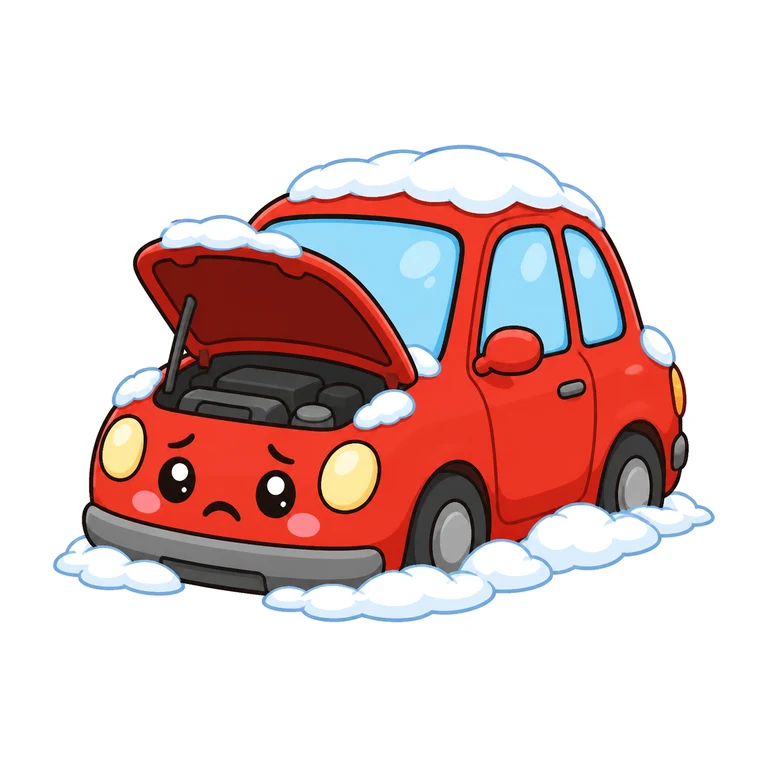 Stalled car in snow