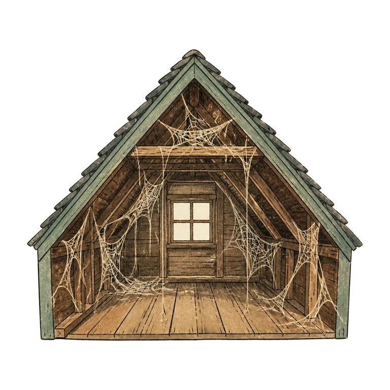 Cobweb-covered attic
