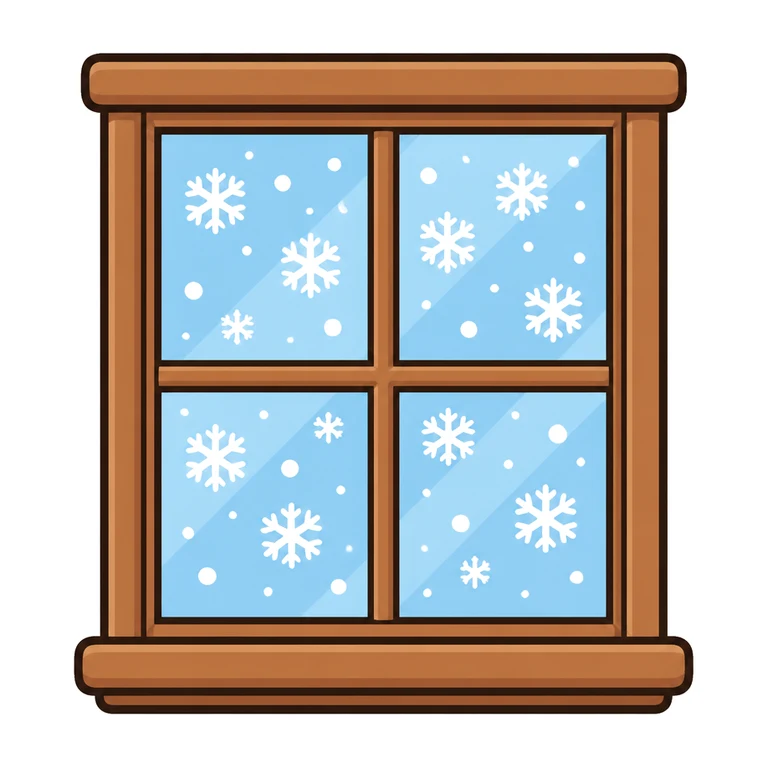 Falling snowflakes on window